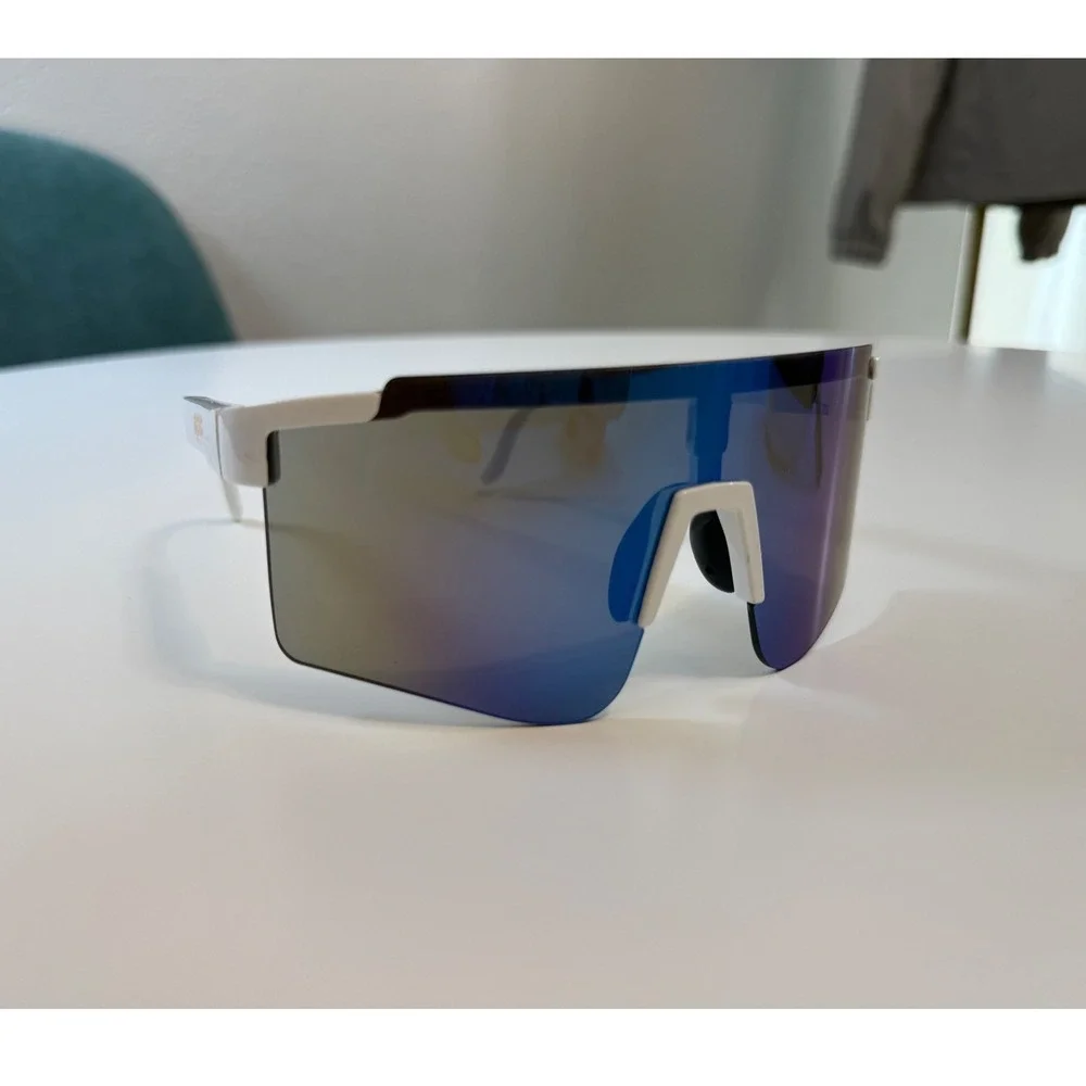 Epic Eyewear Shield Sport Sunglasses White Mirrored Wrap Cycling Running